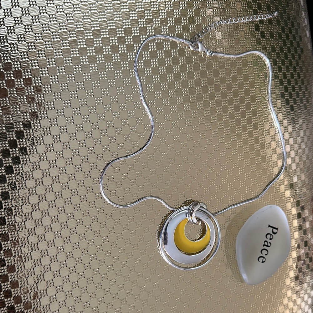 Minimalist Silver and Yellow Wire Necklace